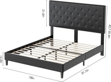 Load image into Gallery viewer, Queen Size Upholstered Platform Bed Frame with Button Tufted Headboard - EK CHIC HOME