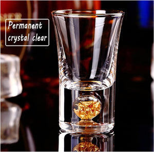 24K Gold Rimmed Shot Glasses (6 Pcs) 1.5Oz , Handmade Crystal - EK CHIC HOME