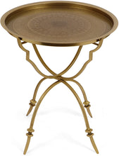 Load image into Gallery viewer, Vintage Style Iron Tray Top Side Table, Antique Brass - EK CHIC HOME