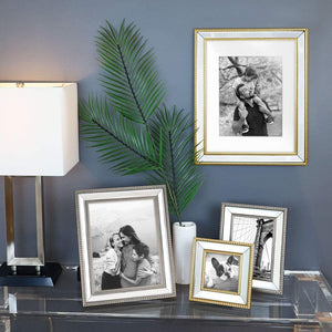 8x10 Gold Mirror Bead Picture Frame - Classic Mirrored Frame - EK CHIC HOME