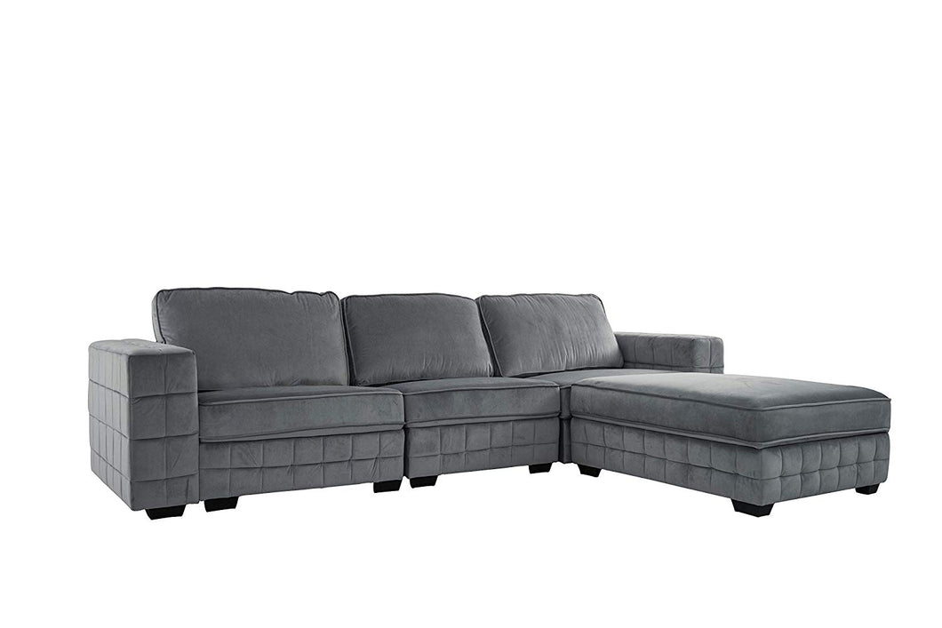 Upholstered Velvet Sectional Sofa, 111