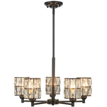 Load image into Gallery viewer, 5 Light Crystal Chandelier Lighting with Brown Finish,Modern and Concise Style Ceiling Light Fixture - EK CHIC HOME