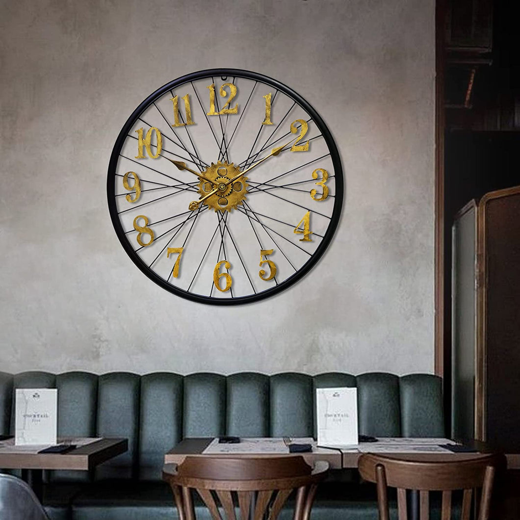 Large Wall Clocks for Living Room Decor, 23.6'' Vintage Metal Industrial - EK CHIC HOME