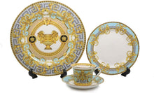 Load image into Gallery viewer, VERSACE STYLE - 16-pc Dinner Set, Gray and Blue Bone China - EK CHIC HOME