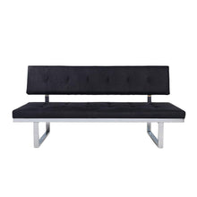 Load image into Gallery viewer, LIZ Contemporary Sofa Bench, Upholstered, Tufted, Microfiber and Iron, Slate and Chrome - EK CHIC HOME