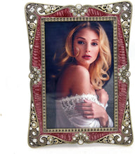 Load image into Gallery viewer, Vintage Retro Brass Plated Metal Picture Frame Decorated with Crystals  5 x 7 - EK CHIC HOME