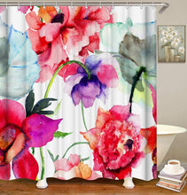 Load image into Gallery viewer, Colorful Floral Shower Curtains Watercolor with 12 Hooks - EK CHIC HOME