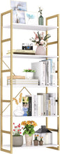 Load image into Gallery viewer, 5 Tier Bookshelf, Industrial Gold Bookcase with Metal Frame - EK CHIC HOME
