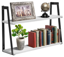 Load image into Gallery viewer, Sorbus 2-Tier Wooden Floating Shelf with Metal Brackets — Wall Mounted Rustic - EK CHIC HOME