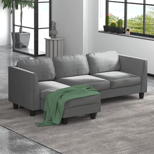 Convertible Sectional Sofa Couch, 86" W Velvet Sofas for Living Room - EK CHIC HOME