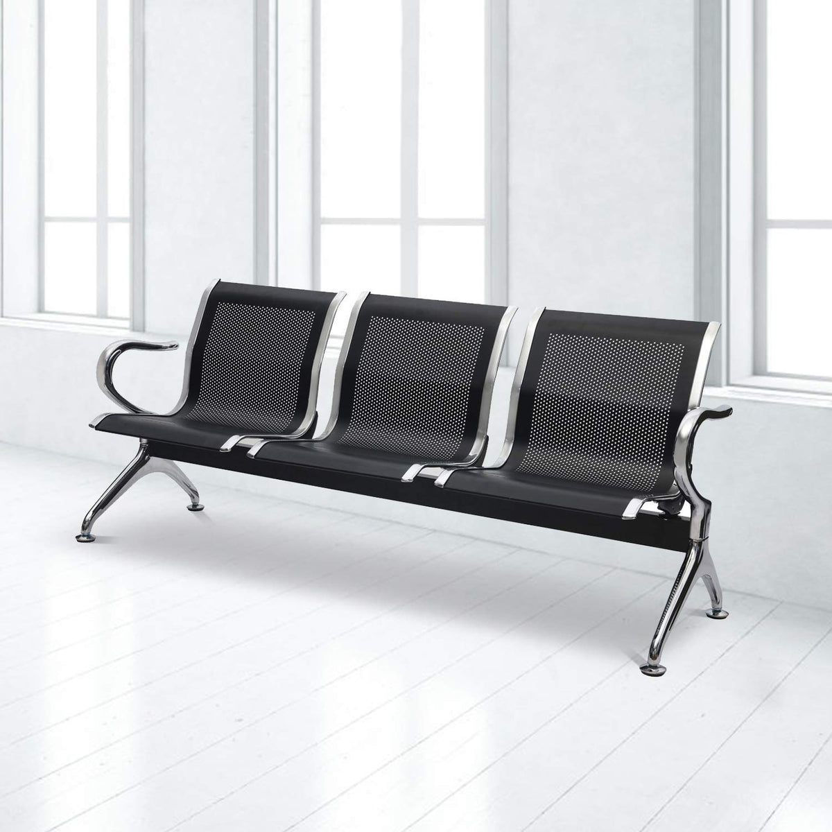 Waiting Room Chair with Arms 3-Seat Reception Bench for Business