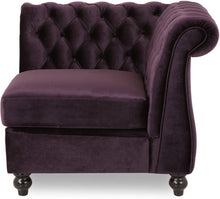 Load image into Gallery viewer, 7 Seater Velvet Tufted Chesterfield Sectional BlackBerry - EK CHIC HOME