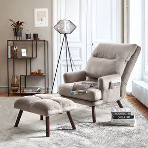 Living Room Set with Recliner Accent Chair and Ottoman - EK CHIC HOME