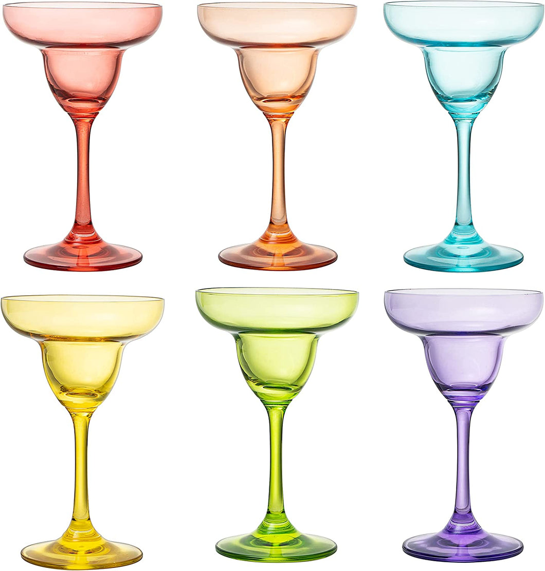 Hand Blown Colorful Margarita & Martini Glass (Set of 6) - EK CHIC HOME