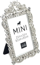 Load image into Gallery viewer, Bejeweled Silver Tone Metal Mini Picture Frame, 2.5&quot; x 3.5&quot; - EK CHIC HOME