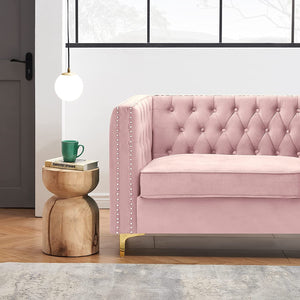 Chesterfield Sofa Couch, Mid Century Modern Button Tufted Velvet Sofa - EK CHIC HOME