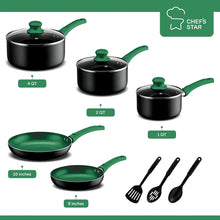Load image into Gallery viewer, Pots And Pans Set Kitchen Cookware Sets Nonstick Aluminum 11 Pieces Green - EK CHIC HOME