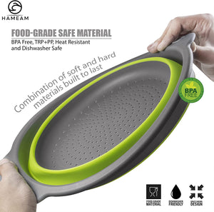 Collapsible Colander- Set of 3 Silicone Kitchen Strainers - EK CHIC HOME