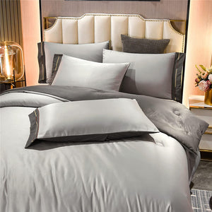 Silky Satin Comforter Set Embroidery Style - EK CHIC HOME