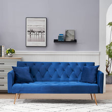 Load image into Gallery viewer, Velvet Futon Sofa Bed with 2 Pillows, Convertible Sleeper - EK CHIC HOME