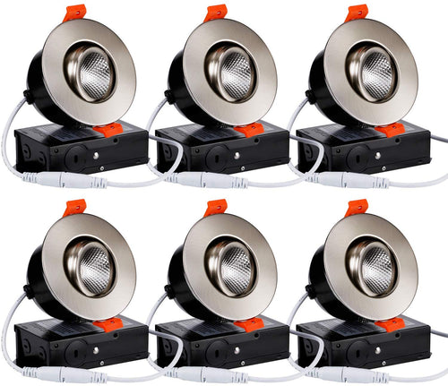 3 Inch LED Dimmable Recessed Light with J-Box-Pack of 6 - EK CHIC HOME