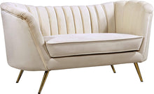 Load image into Gallery viewer, Velvet Upholstered Loveseat with Deep Channel Tufting and Rich Gold Stainless Steel Legs - EK CHIC HOME