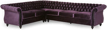 Load image into Gallery viewer, 6 Seater Velvet Tufted Chesterfield Sectional BlackBerry - EK CHIC HOME