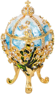 Faberge Egg Series Hand Painted Jewelry Trinket Box Enamel and Sparkling Rhinestones - EK CHIC HOME