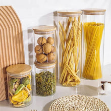 Load image into Gallery viewer, Set of 3 Glass Jars with Airtight Seal Bamboo Lid, - EK CHIC HOME