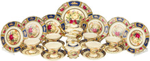 Load image into Gallery viewer, 24-pc Tea Cake Set &#39;Britten&#39; For 6, Bone China Porcelain (Red) - EK CHIC HOME
