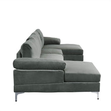 Load image into Gallery viewer, Large Velvet Fabric U-Shape Sectional Sofa, Double Extra Wide Chaise - EK CHIC HOME