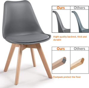 Dining Chairs/Accent Chair Shell with Beech Wood Legs - EK CHIC HOME