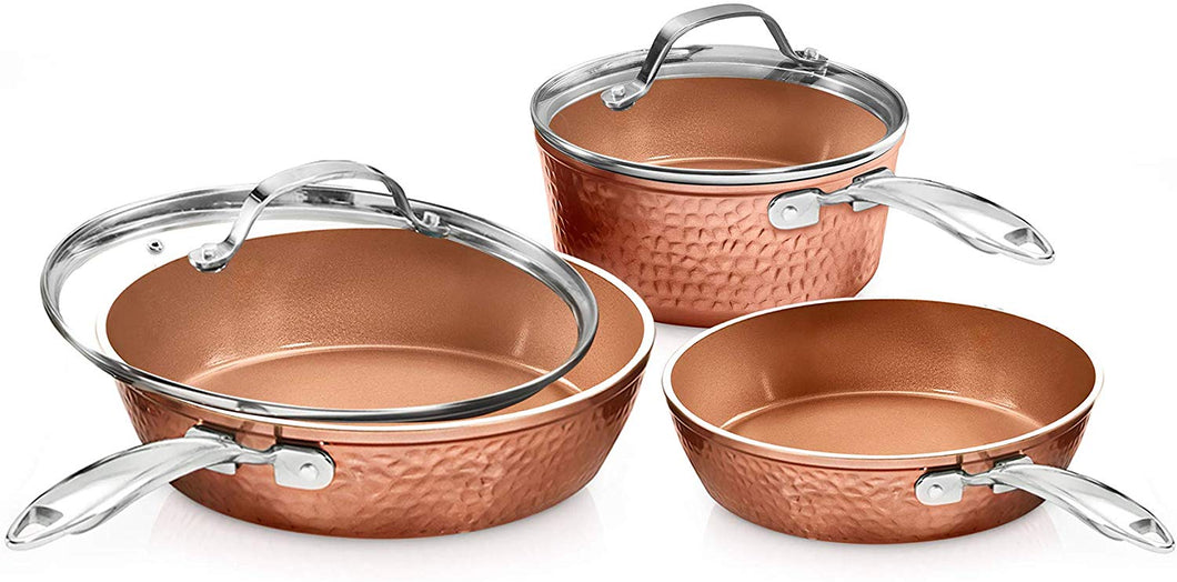 Steel Premium Hammered Cookware – 5 Piece Ceramic Cookware - EK CHIC HOME