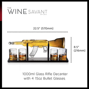 Gun Large Decanter Set Bullet Glasses - Limited Edition - EK CHIC HOME