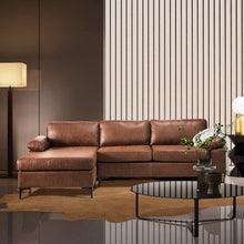 Load image into Gallery viewer, Leather Sofa 3-Seat L-Shape Sectional Sofa Couch Set w/Chaise (Beige) - EK CHIC HOME