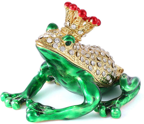 Hand Painted Enameled Frog Style Decorative Hinged Jewelry Trinket Box - EK CHIC HOME