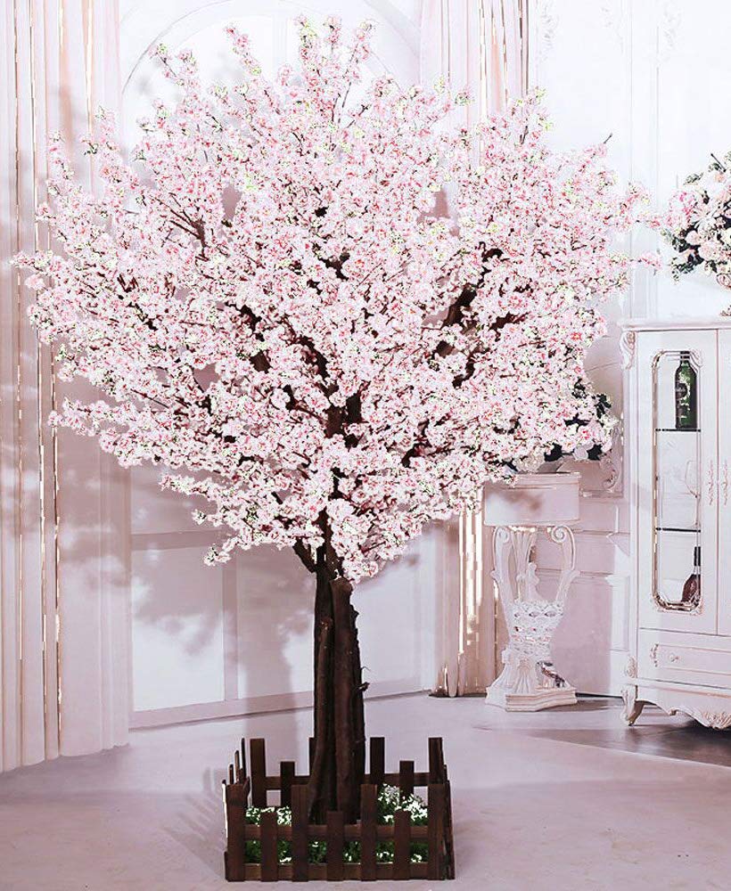 cherry blossom plant indoor White Artificial Cherry Blossom Tree Indoor Outdoor Silk Flower