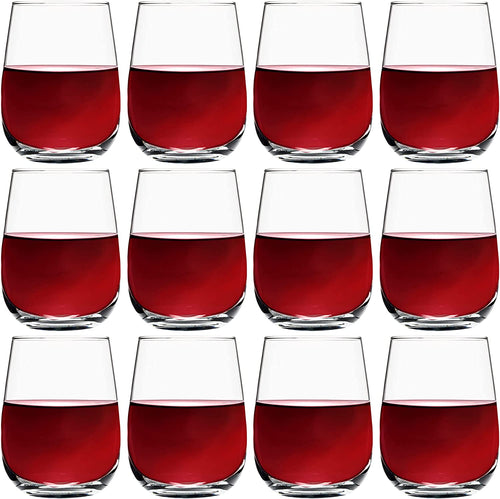 Stemless Wine Glass, 16 Ounce Wine Glasses Set of 12 - EK CHIC HOME