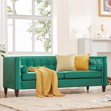 Load image into Gallery viewer, 78&#39;&#39; W Velvet Mid-Century Sofa with Bolster Pillows - EK CHIC HOME