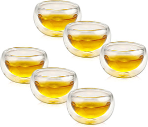 Double-walled Borosilicate Glass Tiny Teacups Each Holds 2 Oz - EK CHIC HOME
