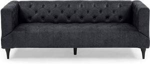 Contemporary Microfiber Upholstered Tufted 3 Seater Sofa - EK CHIC HOME