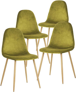 Dining Chairs - Velvet Upholstered Dining Chair with Metal Legs set of 4 - EK CHIC HOME