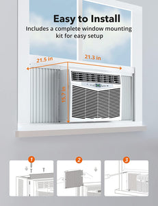 Window Air Conditioner 10000 BTU with Digital Display, 3 Fan Speeds - EK CHIC HOME