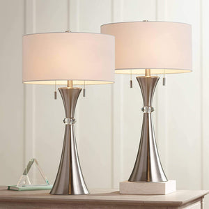 Art Deco Table Lamps Set of 2 Concave Column Hourglass - EK CHIC HOME