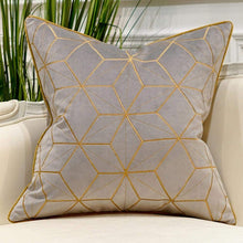 Load image into Gallery viewer, Navy Blue Gold Striped Cushion Cases Luxury European Throw Pillow Covers - EK CHIC HOME