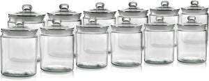 12 Pc 12 Gallon 64oz Clear Glass Storage Jar with Lids Airtight Food Jars - EK CHIC HOME