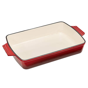 Commercial Enameled Cast Iron 13-Inch Roasting/Lasagna Pan, Red