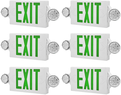 LED Emergency Light & Exit Sign Combo,(Green, 6 Pack) - EK CHIC HOME