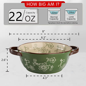 4 Pack Ceramic Soup Bowls, 22 Ounces Porcelain Serving Bowl Set - EK CHIC HOME