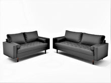 Load image into Gallery viewer, Orion Mid Century Modern Faux Leather Upholstered Sofa Loveseat Set with Bolster Pillows - EK CHIC HOME